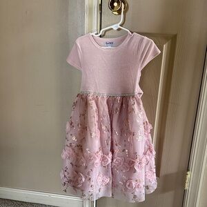 Blueberi Boulevard Blush Pink Floral Tulle Dress for Kids